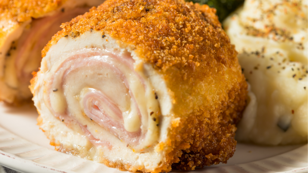 Chicken Cordon Bleu Meatloaf with Creamy Mushroom Sauce