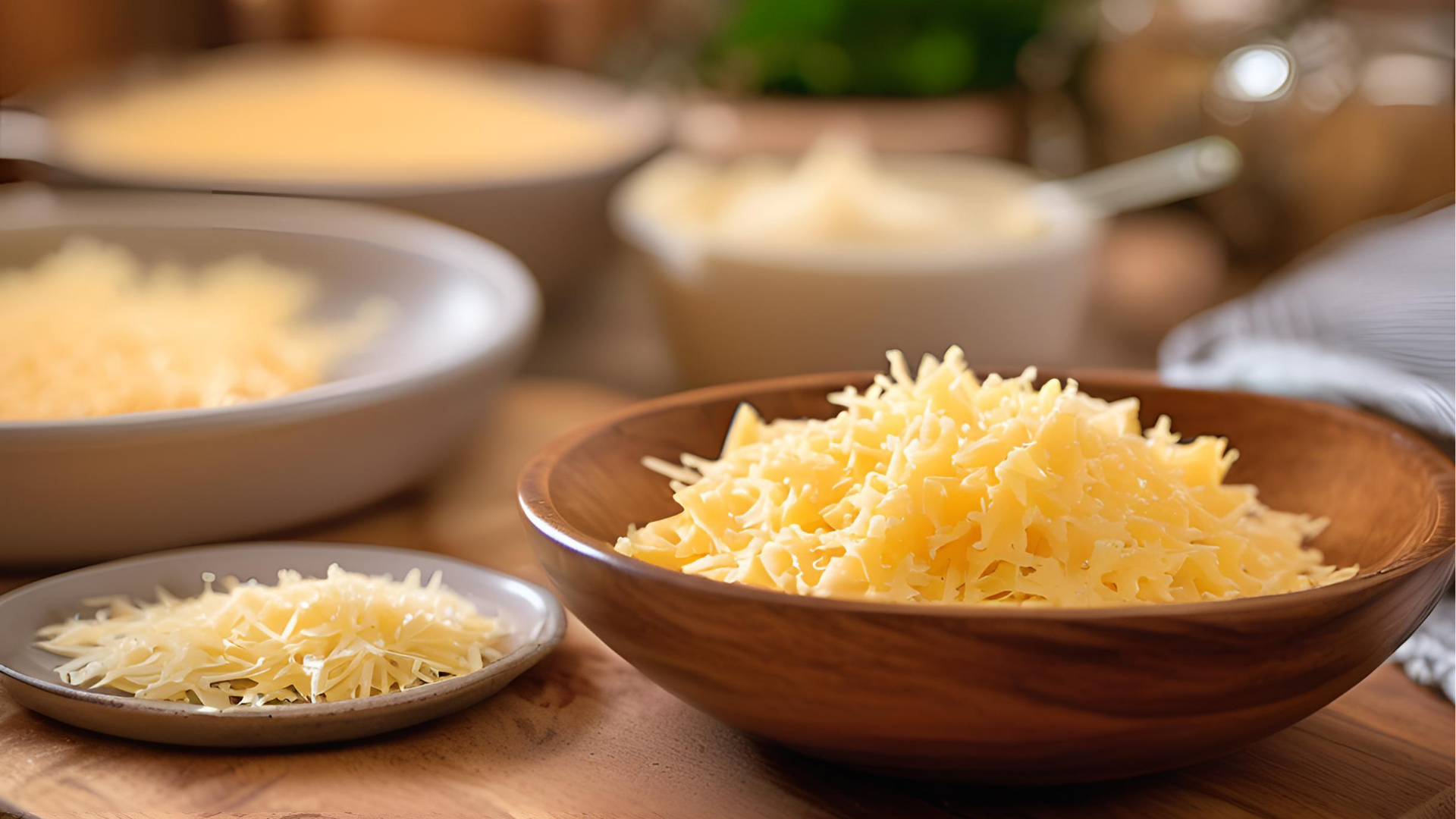a bowl of shredded cheese