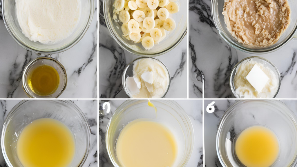 a collage of a banana pudding