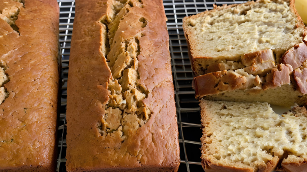 a loaf of bread on a cooling rack